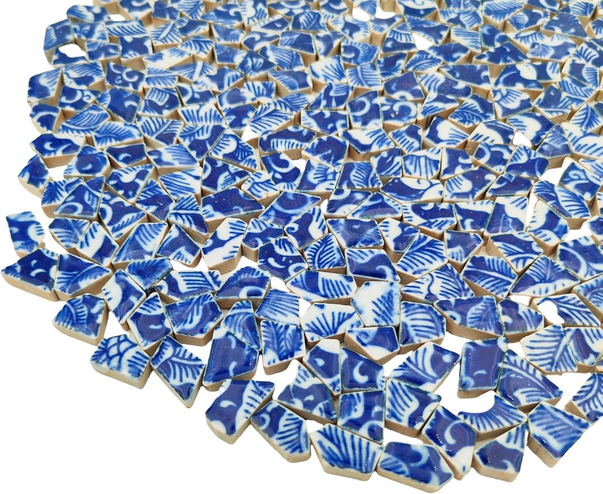 1,1 LB porseleinen en witte kleine keramische mozaïektegels, 0,99 cm - 2 cm gebroken onregelmatige mozaïektegels voor DIY-knutselen, vloer, keuken, zwembad, bloempotten, huis- en buitendecoratie