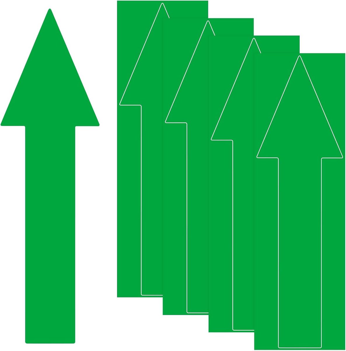 4 stuks pijlstickers, 300 x 90 mm, pvc, waterdicht, zelfklevend, richtingspijlen, verwijderbaar, directionele vloerstickers, stickers voor muurmarkering/verkeersbord [groen]