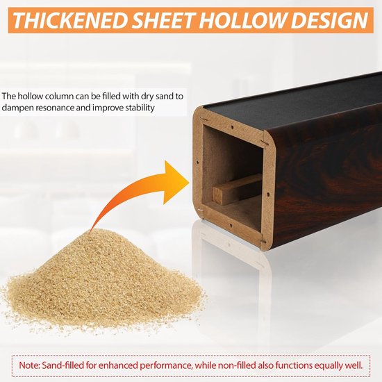 Set van 2 houders voor houten tafelluidsprekers, 15 cm, tot 50 kg, luidsprekerstandaard voor thuisbioscoop, universele houders voor tafelluidsprekers, zandgevuld design — afbeelding 3
