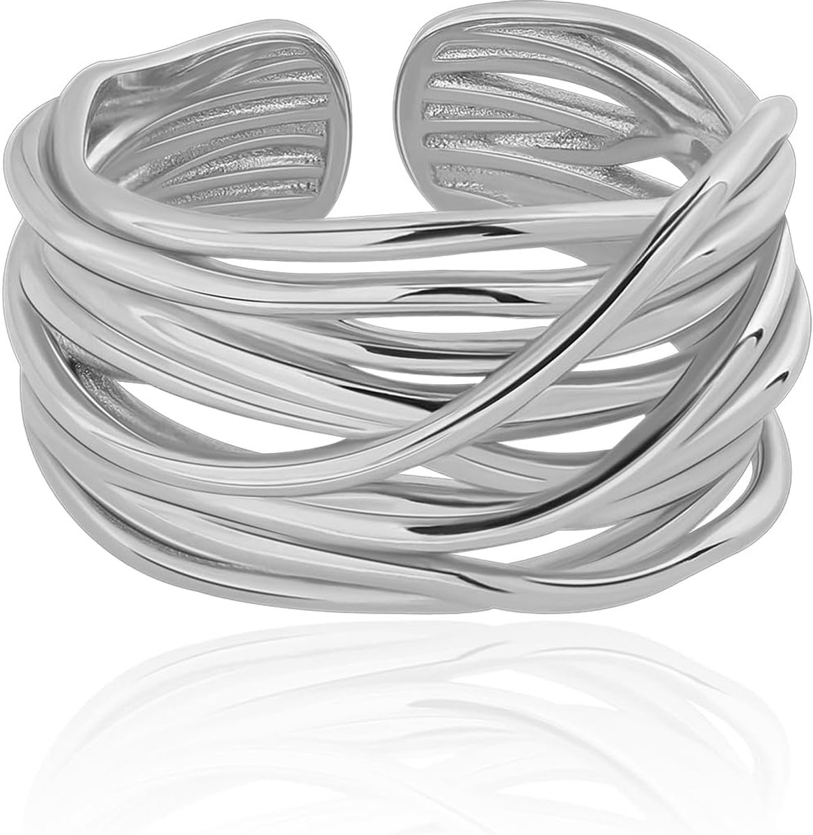 Ringen voor dames meisjes Statement Ring Gehamerde Chunky Band Ringen Mode Brede Band Stapelbare Wijsvinger Ring Verstelbare Maat