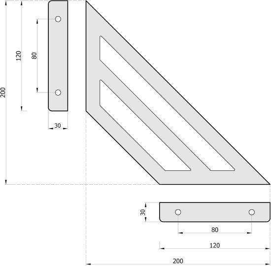 Wandconsoles 2 stuks GSHR Truss 200x200 mm van staal - wandsteun voor legplank - zwart - decoratief design — afbeelding 3