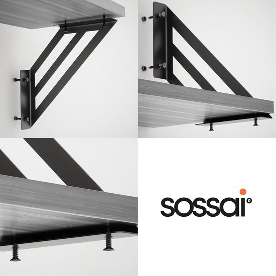 Wandconsoles 2 stuks GSHR Truss 200x200 mm van staal - wandsteun voor legplank - zwart - decoratief design — afbeelding 4