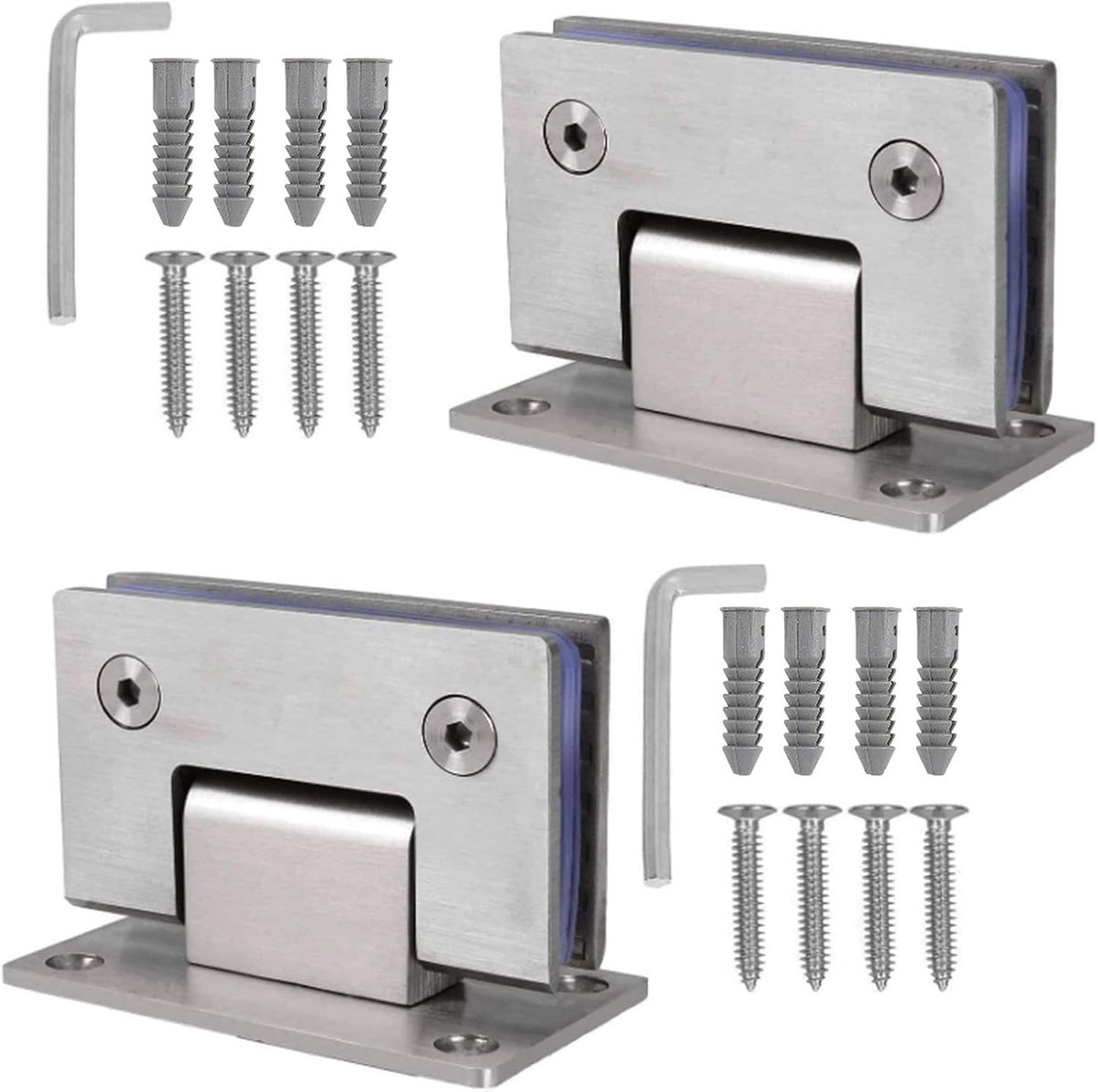 Douchedeur scharnier - RVS - 2 stuks - Voor frameloze glazen deuren van 8-12 mm - Roestvrij en duurzaam