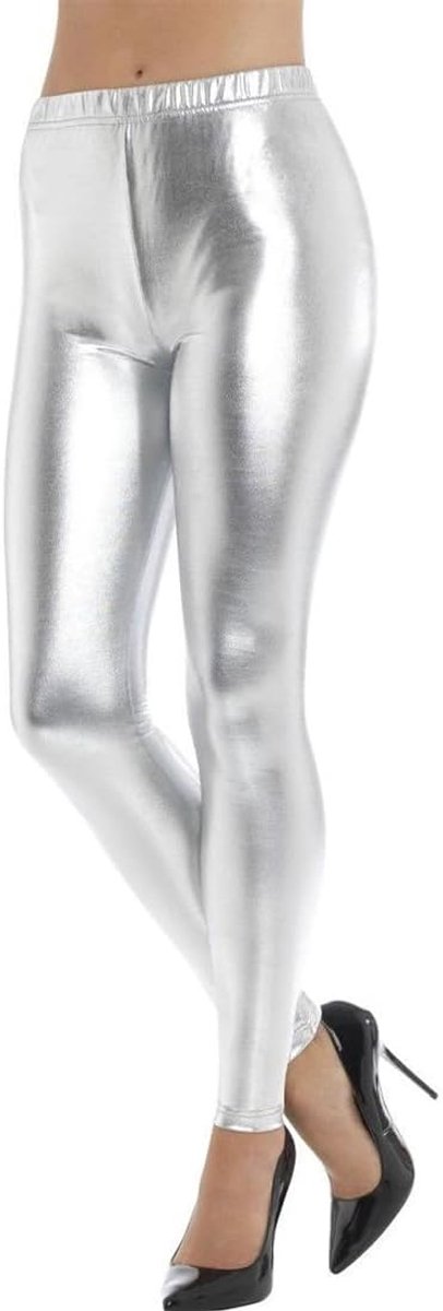 Leggings, metallic, broek voor dames, glitterbroek, accessoires voor jaren 80, carnaval, disco, cosplay, Halloween, oudejaarsavond