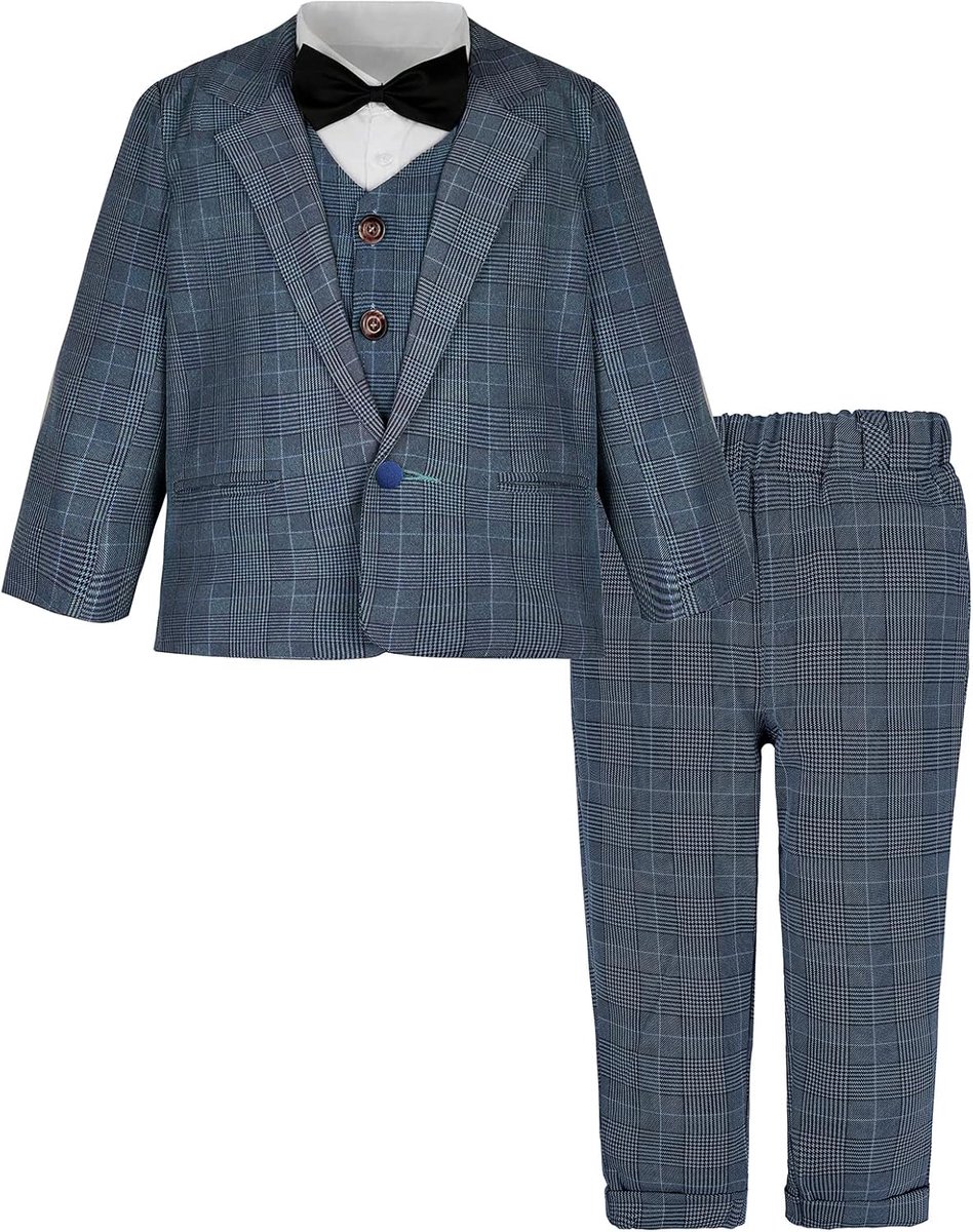 Mintgreen Baby Jongen Blazer Pakken Formeel Bruiloft Broek Outfit 4PCS Vest Strik Stel