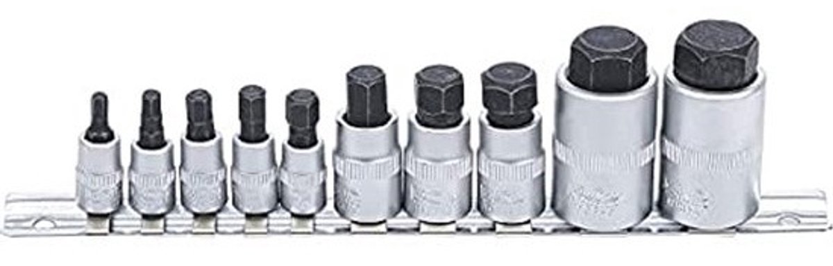 Dopsleutelbitset extra kort 10-dlg. 4-19 mm