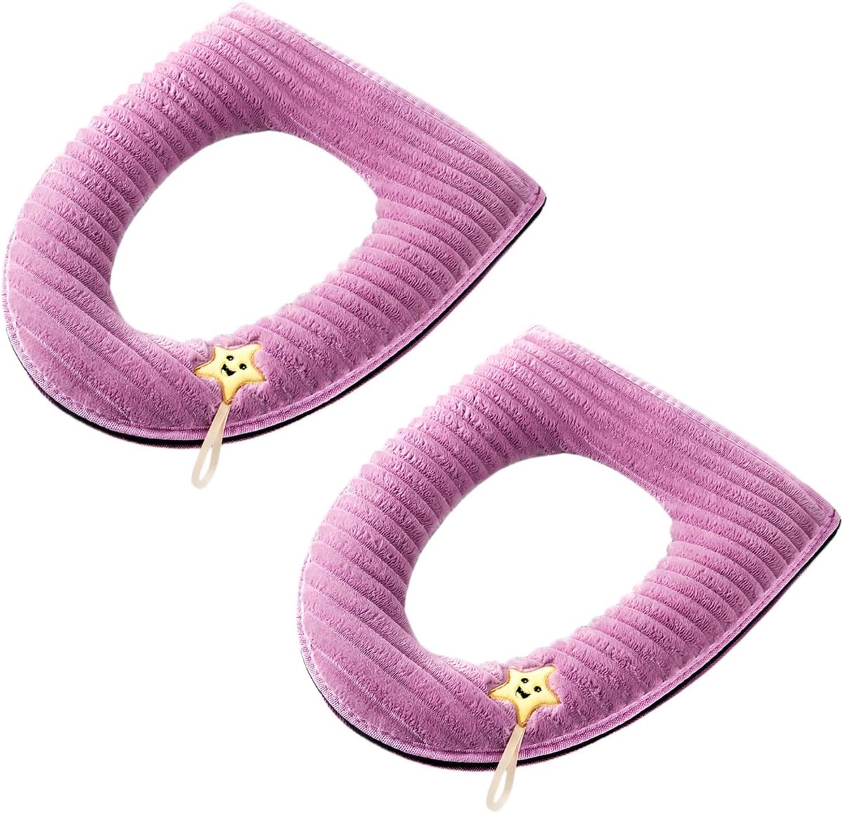 2 stuks dikkere badkamer zachte wc-stoelhoes pad met handvat toiletdeksel hoes kussen zacht dikker wasbaar past op alle ovale toiletstoelen (paars)