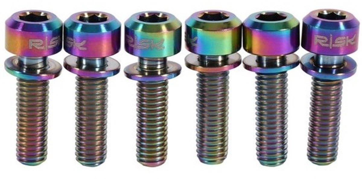 6x M5x18mm Titanium Fiets Stuurpen Schroeven met Sluitringen - Lichtgewicht Fietsaccessoires
