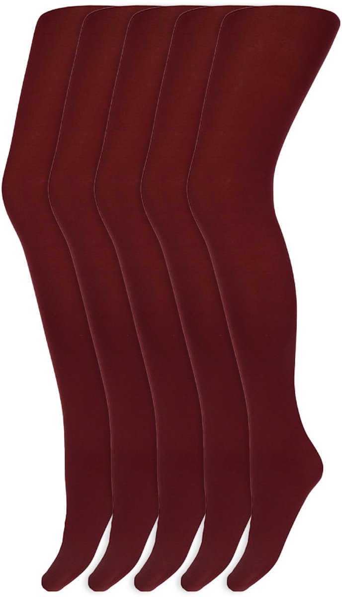Marianne Gekleurde Panty’S | Micro | 60 Denier | Merk: Marianne | Maat: S T/M Xxl | Kleur: Donker Rood | 5 Paar