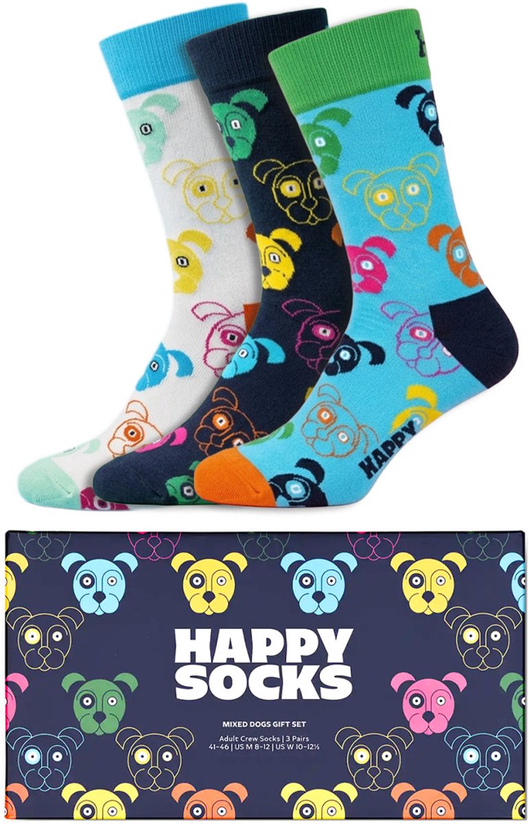 3 Paar – Happy Socks – Giftbox Mixed Dog – Dames & Heren – Diverse Kleuren