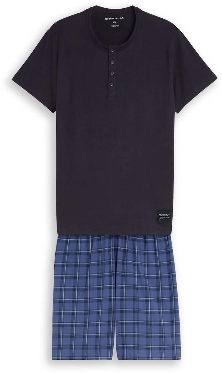 Tom Tailor - Pyjamaset met ruitjespatroon - Maat 48 - blue-medium-check