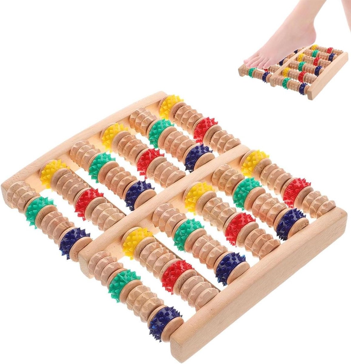 6-laags houten voetmassage roller voor acupressuur, pijnverlichting en reflexzonetherapie voor ontspanning en doorbloeding