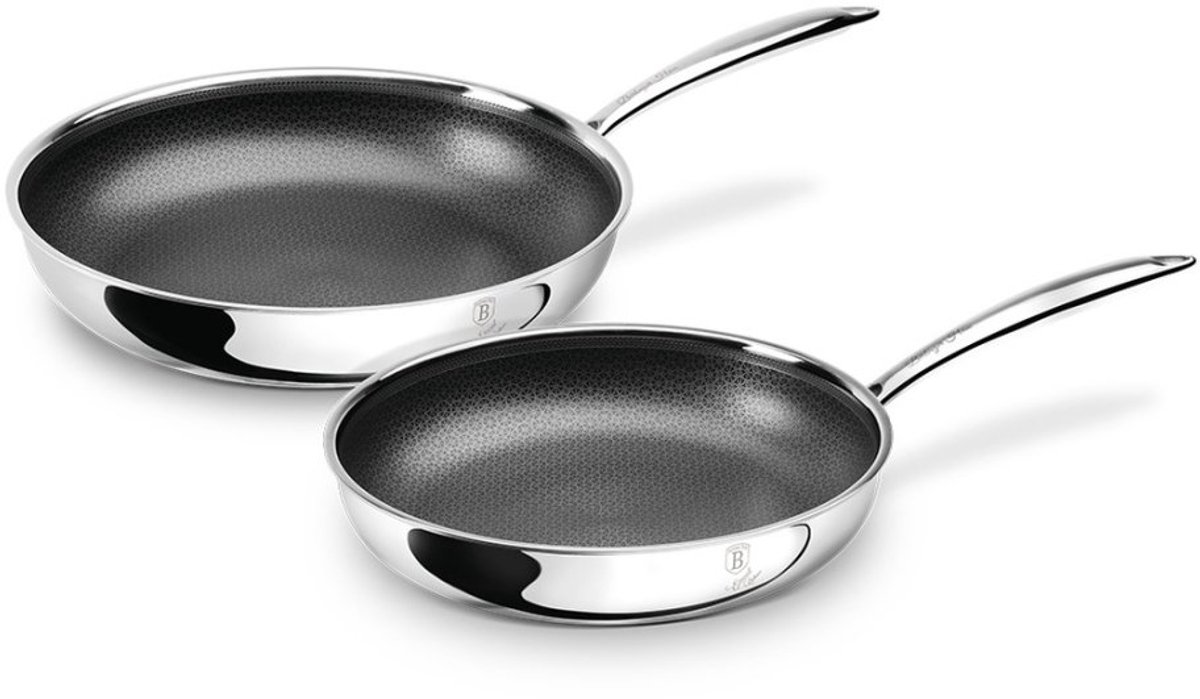 Pannen set met 3D-antiaanbaklaag, 2 stuks, 24 / 28 cm, roestvrij staal, Eternal Collection