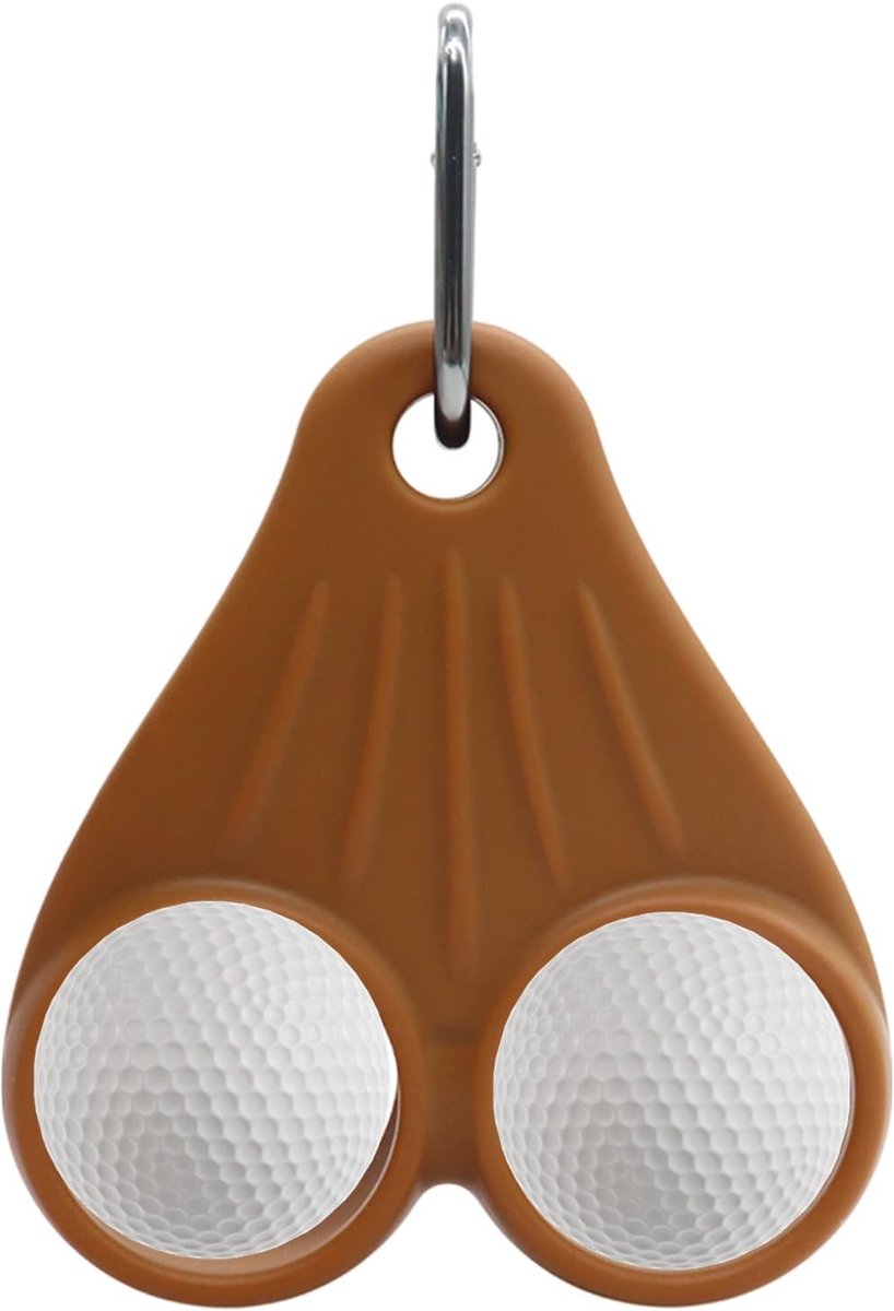2 stuks - Golfbalhouder - Opbergknop - Golfsport Accessoire - Siliconen met clip - Bruin - 11 x 10 x 2.5 cm