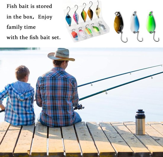 Set van 10 Spinner Spoons met Opbergdoos voor Vissen, Ideaal voor Forel, Snoek en Karper, 2.5g/3.5g/5g — afbeelding 2