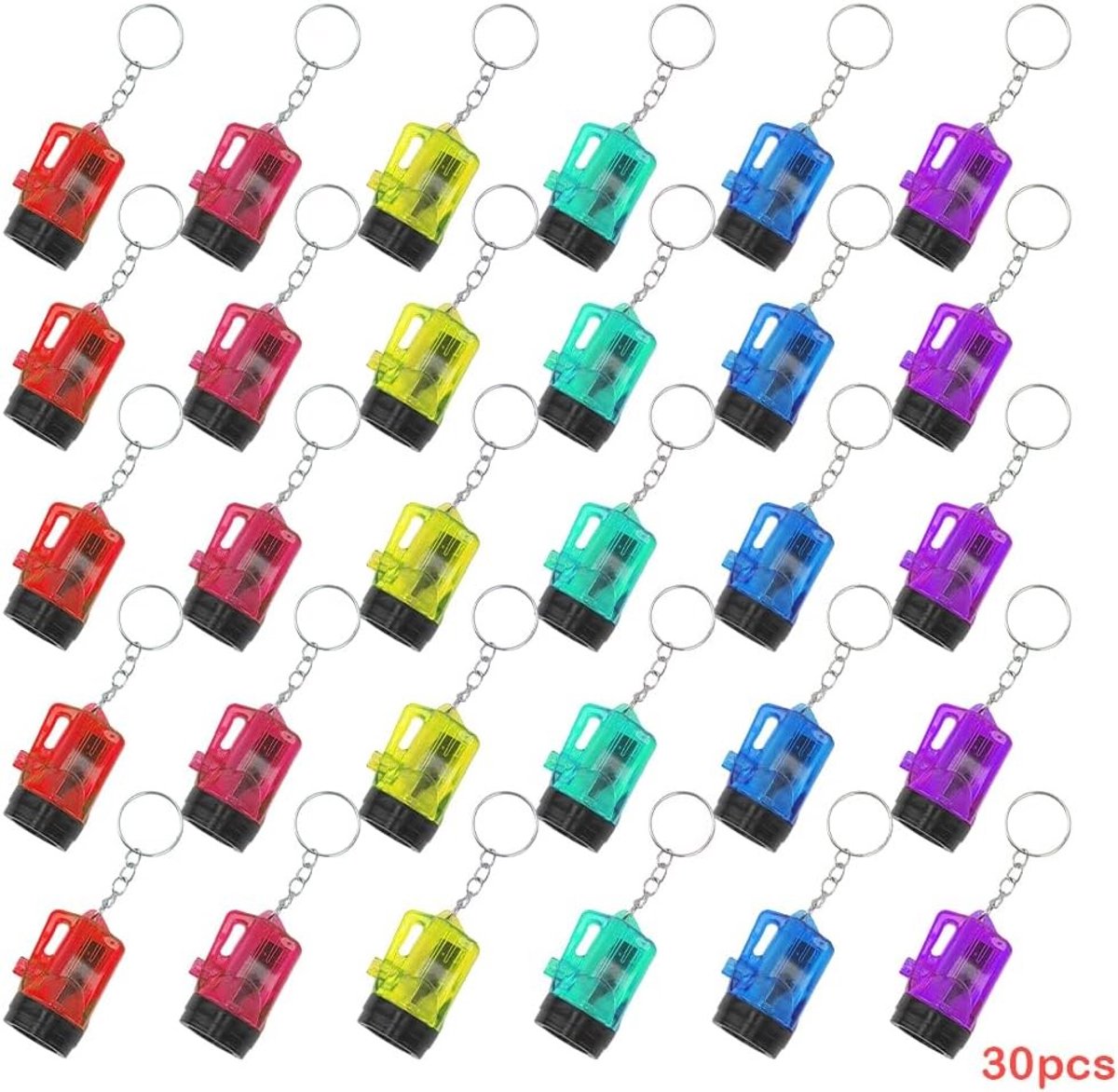 Mini Zaklamp Sleutelhanger - 30 Stuks Kleine LED Fakkel voor Kinderen, Perfect als Cadeau voor Buitenactiviteiten en Kamperen