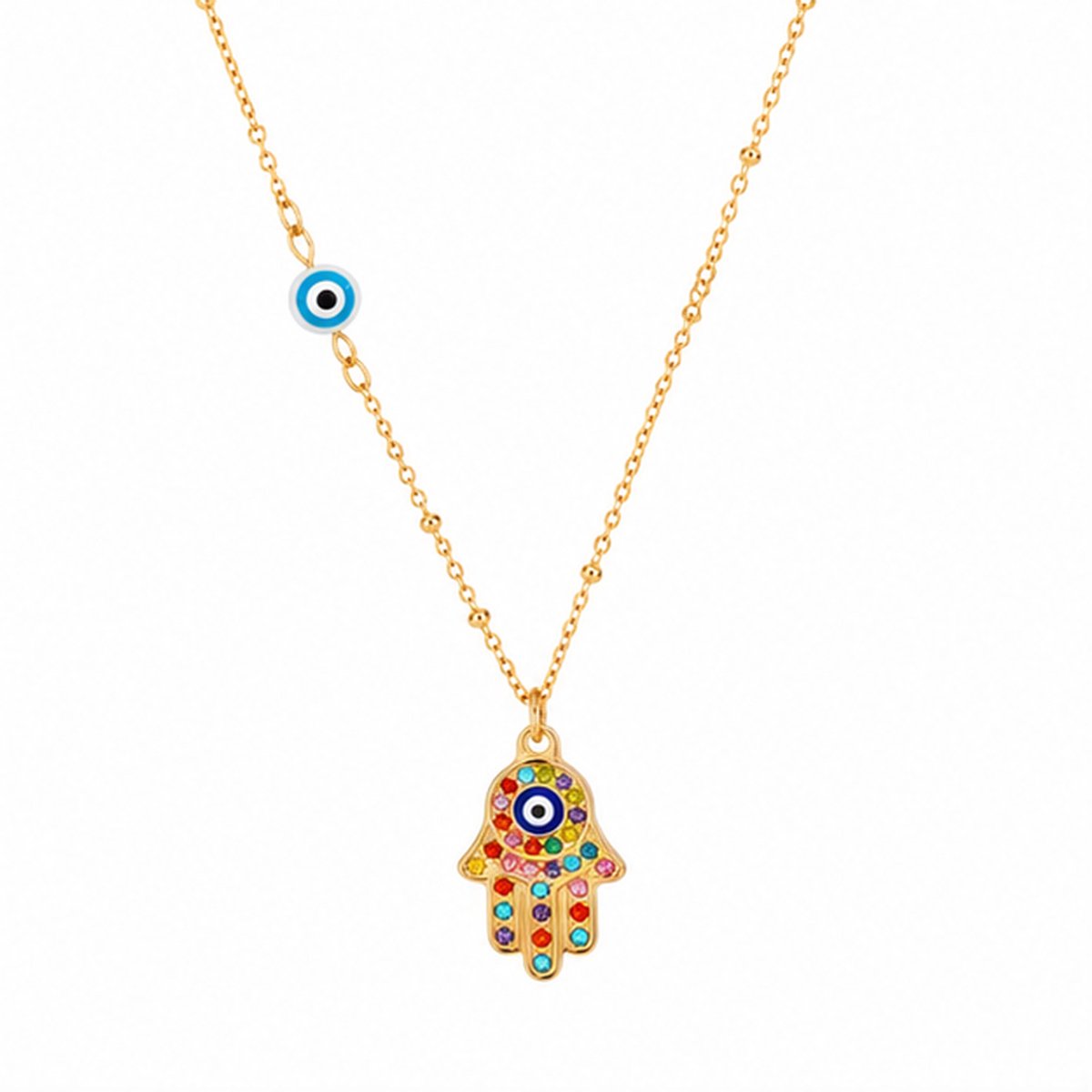 Deja Jewels - Dames ketting met hanger - Goudkleurig - Hamsa