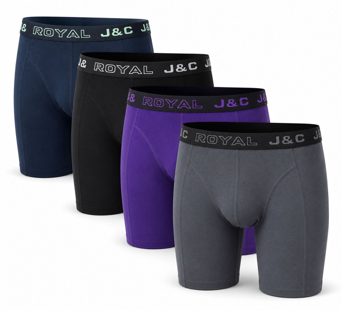 4-PACK LUXE EN ELASTISCHE HERENBOXERSHORT MET LANGE PIJPEN J&C - maat M