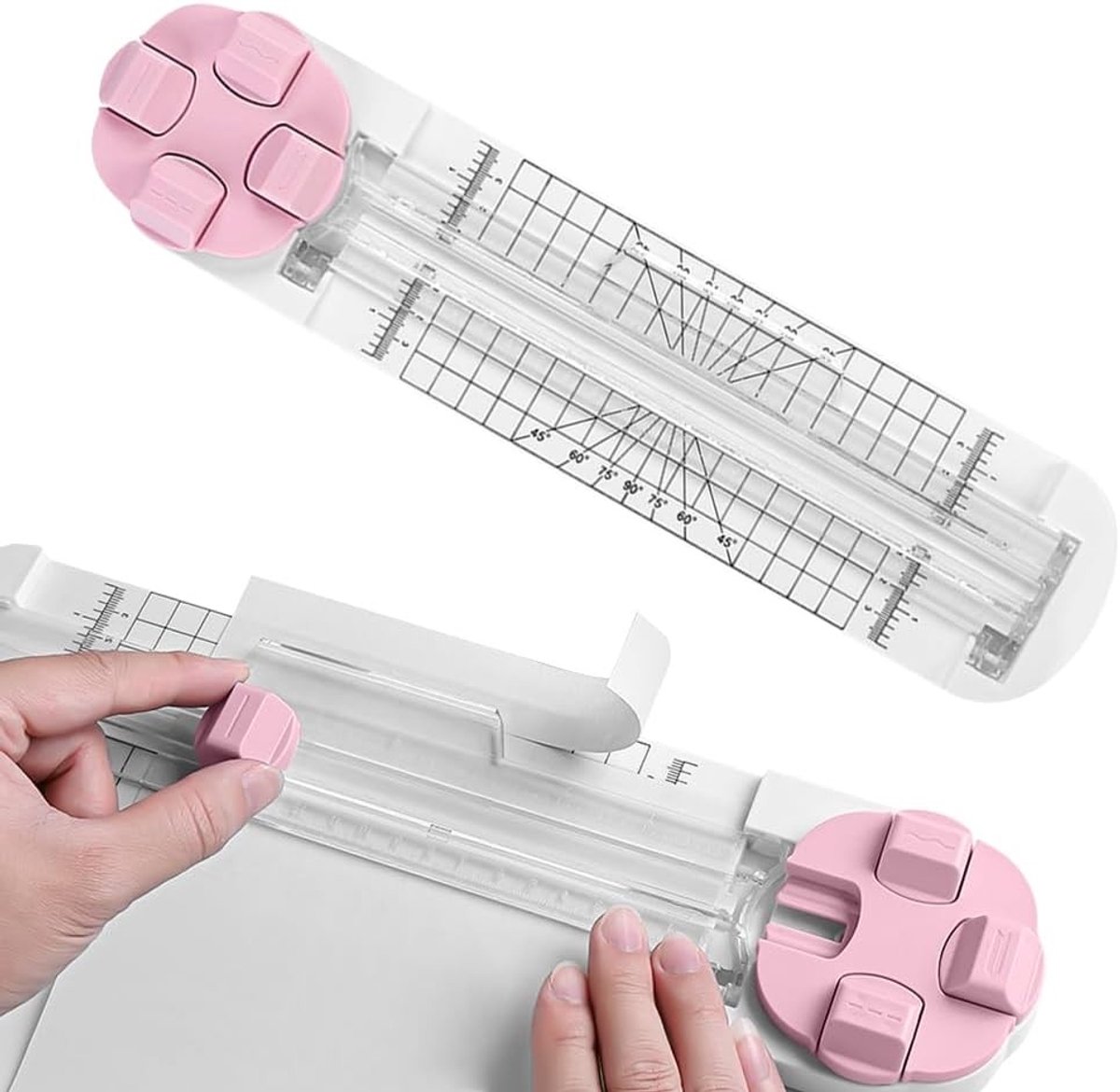4-in-1 Papier Snijmachine met 4 Mesjes (Rechthoekig, Golf, Perforatie, Groef), Precisie Liniaal en Eenvoudige Bediening voor Scrapbooking, Kaarten Maken en DIY Projecten