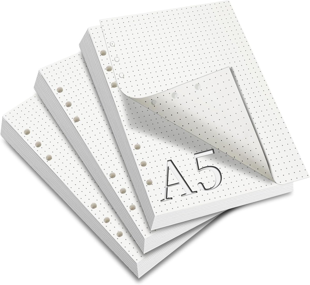 3 Packs Dotted A5 Navullingen, 180 Vellen, 6 Gaten, Geschikt voor Ringbanden, Notitieboek en Bullet Journal