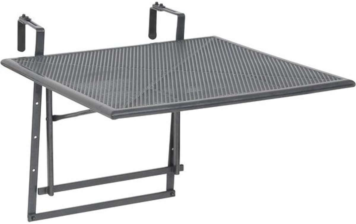 Opvouwbare Balkontafel - Hangtafel Leuning - Genieten Buiten - In Hoogte Verstelbaar - 70 x 47-79 x 88 cm - IJzergrijs