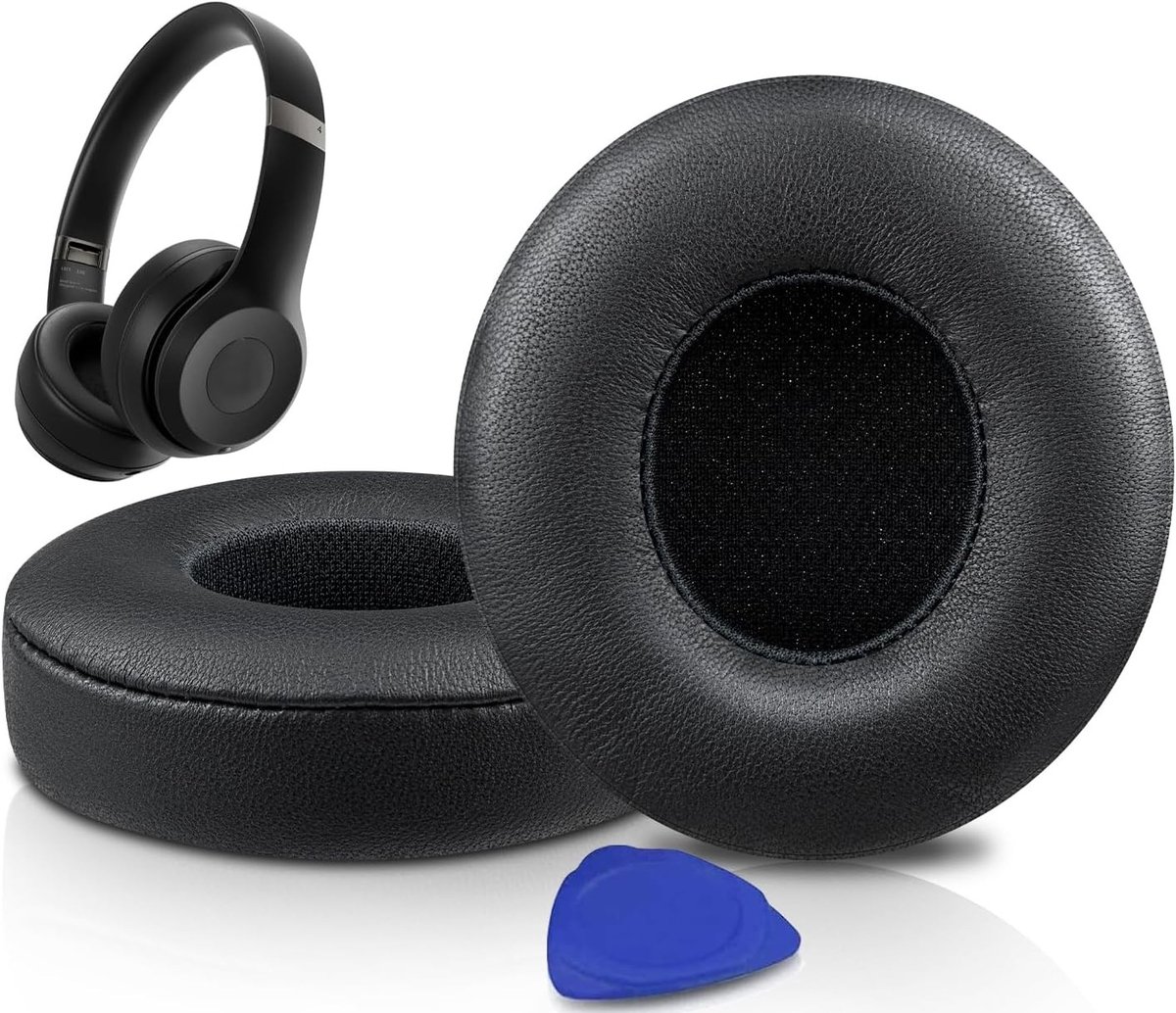 Lambskin Oorkussens Vervanging voor Draadloze On-Ear Hoofdtelefoons, Solo4 Earpads met Geluidsisolatie, Extra Dikte en Comfort - Zwart