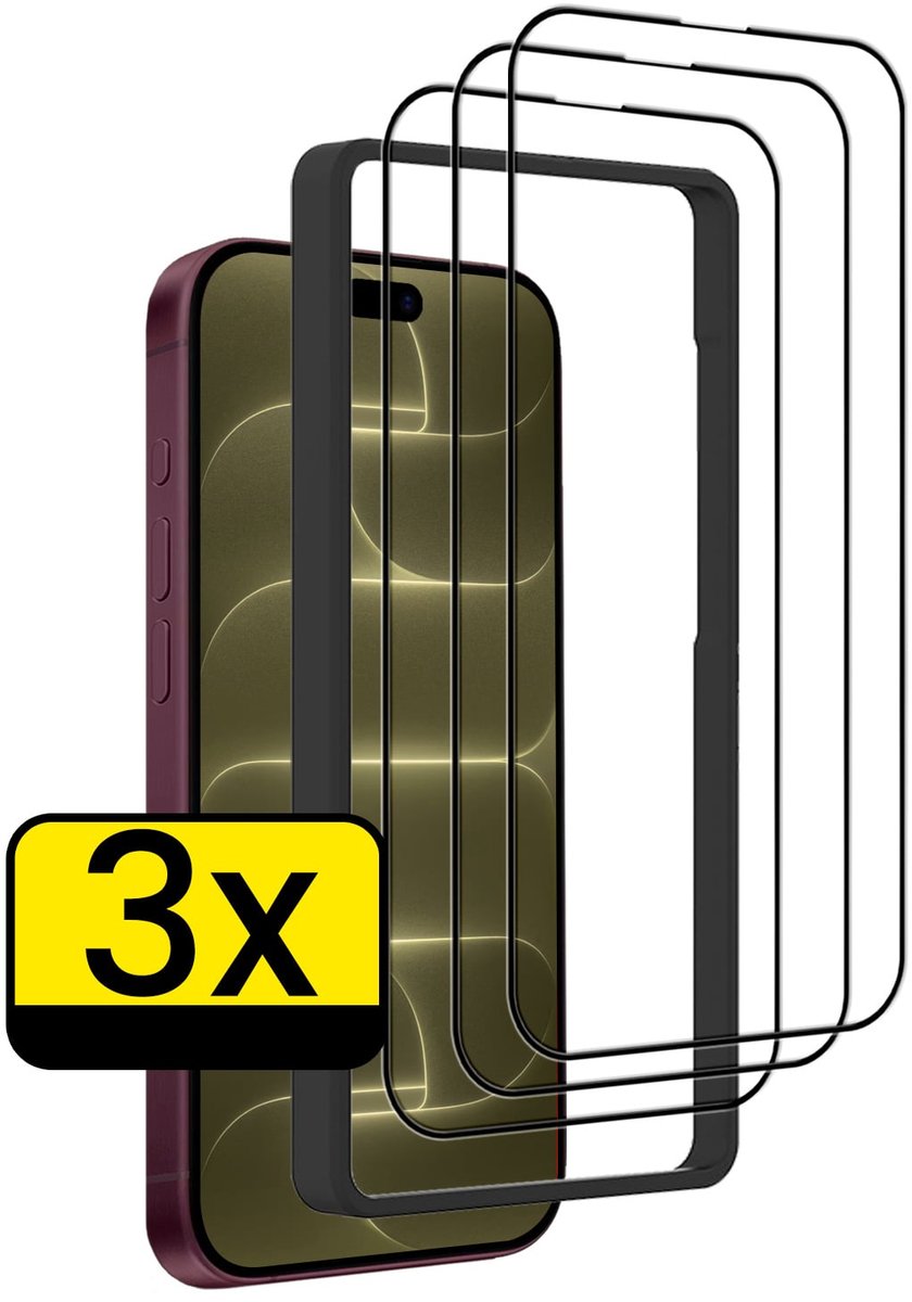Screenprotector - Geschikt voor Apple iPhone 18 Pro Max - 3 Stuks - Met Installatie Frame - Beschermglas - Gehard Glas - Tempered Glass - Screen Protector