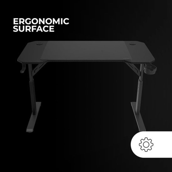 Hoogte Verstelbaar Gaming Bureau - Ergonomisch, Met Kabelbeheer en XXL Muismat 120x60cm Zwart — afbeelding 3