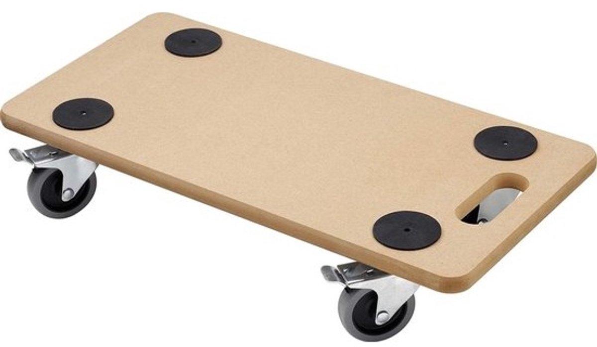 Transportroller 590 x 290 mm draagvermogen 200 kg MDF-plaat meubelroller - transporthulp voor verhuizing - rolwagen voor meubeltransport - houten kistenroller - naturel
