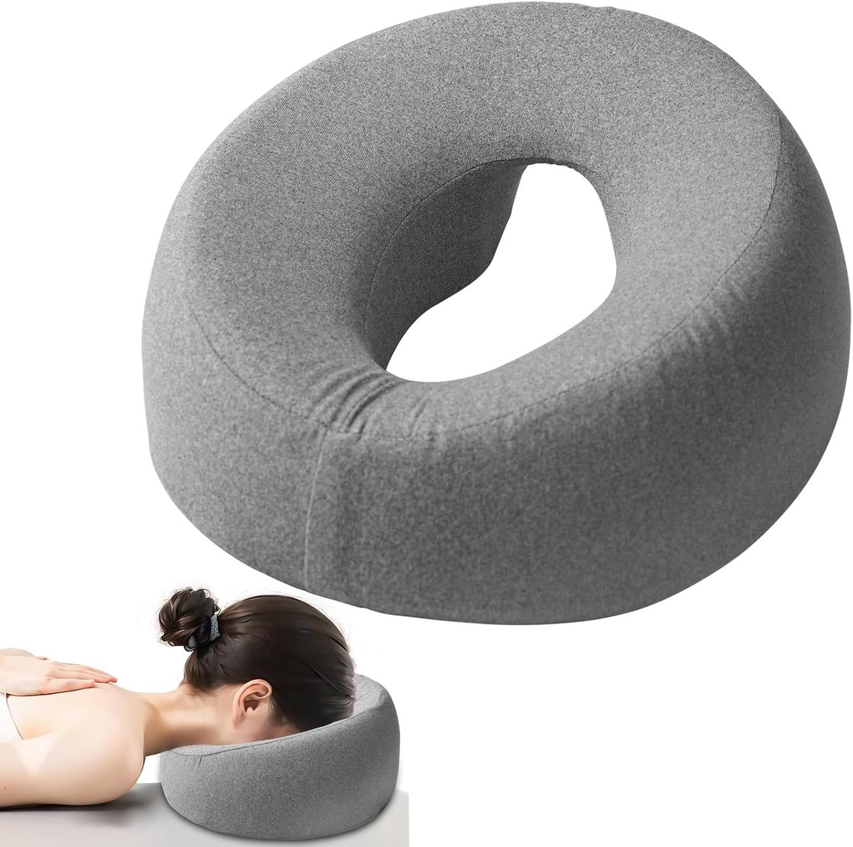 U-vormig Massagekussen van Geheugenfoam voor Gezichtsmassage, Verwijderbaar Kussen met Hoofdgat voor Spa en Schoonheidssalon