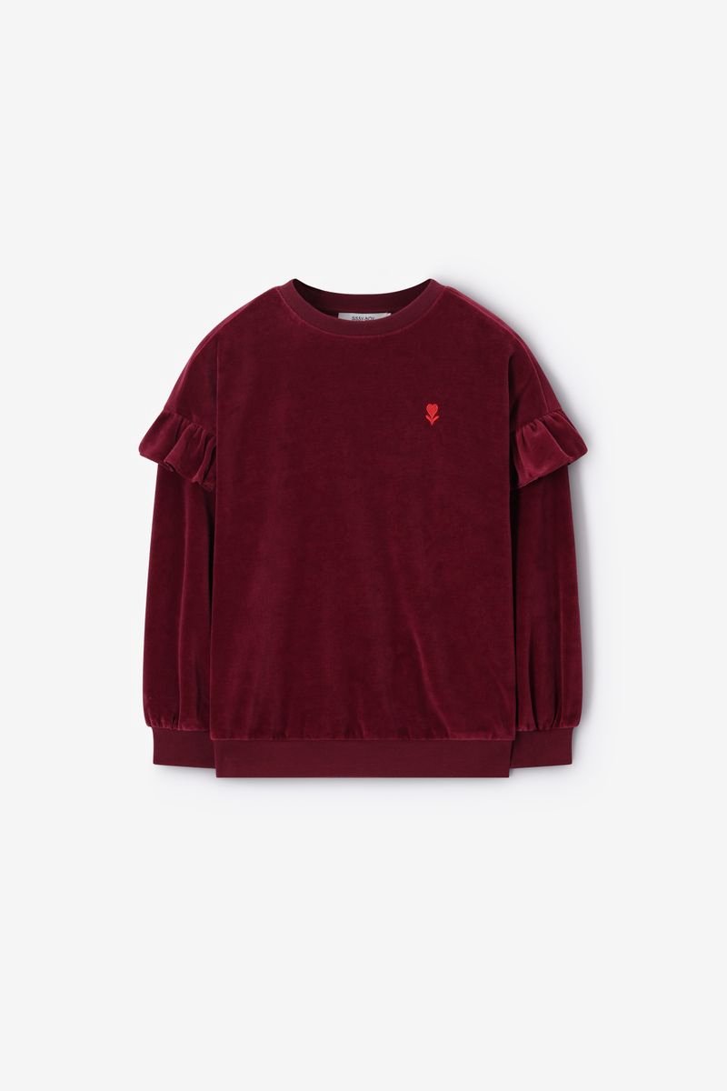 Sissy-Boy - Donkerrode oversized velvet sweater