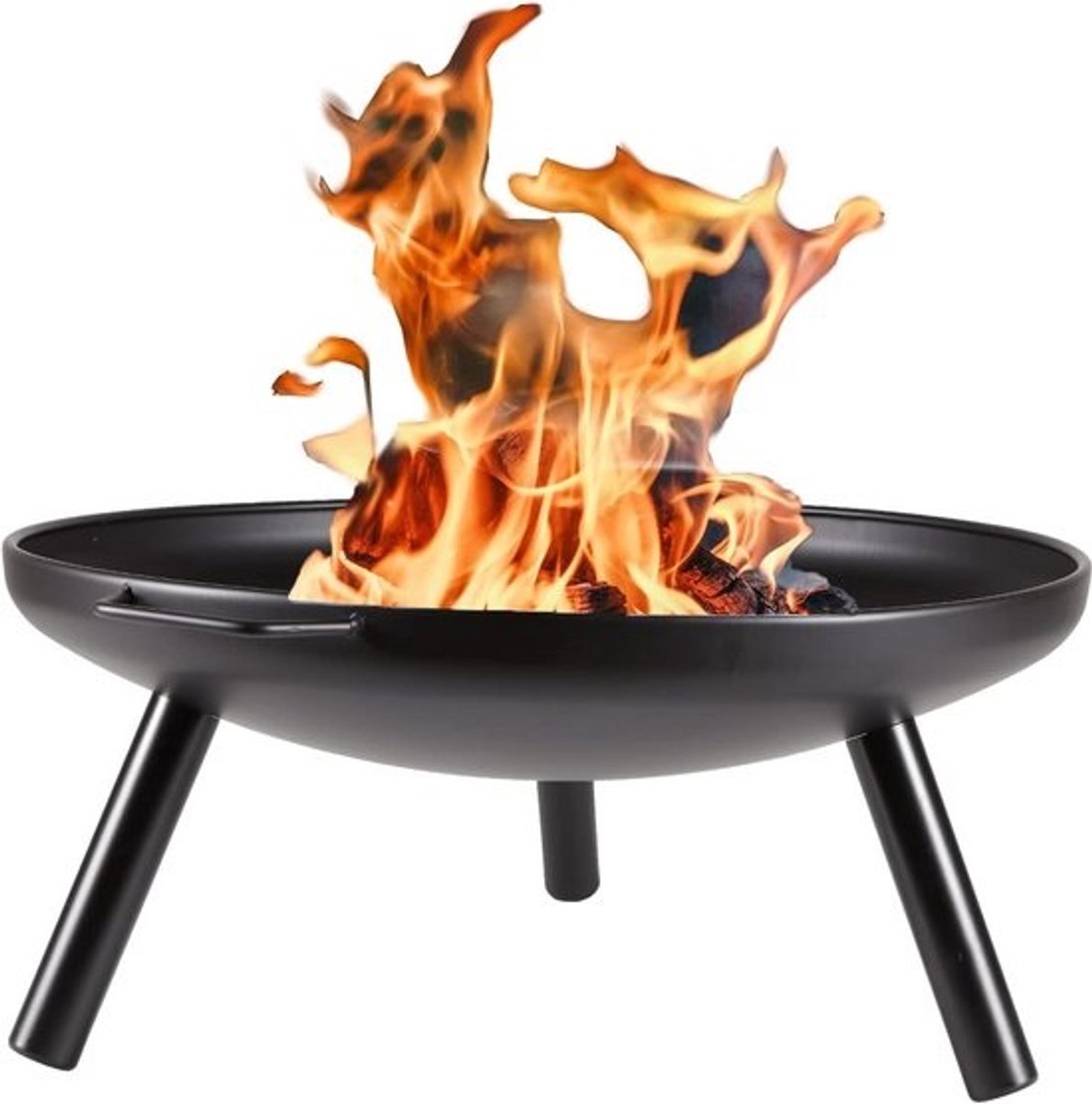 Vuurschaal Rond - Buitenhaard Terras - Gezellige Sfeer - Vuurvast Gelakt - 60 cm Diameter - Zwart