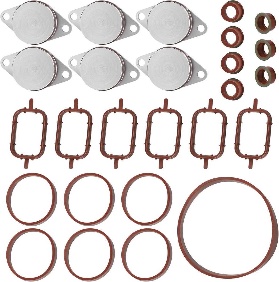 Suction Bridge Seal Kit met 6 Schroefkleppen, 32mm Inlaatmanifold Reparatieset voor BMW E87 E46 E90 E91 E92 E93 E39 E60 E83 E53, Motoronderdelen en Auto-accessoires