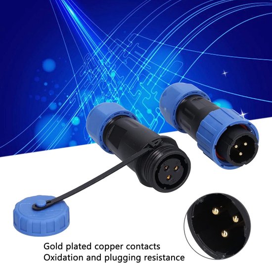 Waterdichte 3-Pins Stekkerverbinding, IP68, 250V 10A, Geschikt voor Marine en Elektrische Toepassingen