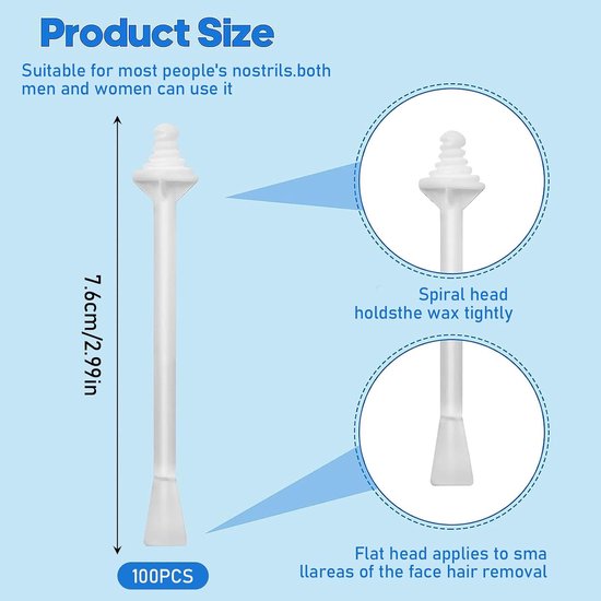 100 stuks neushaarwas Neuswas set Neuswasstokjes Neuswas-applikatoren Neus wax set Heren Neushaarwas Neuswas voor mannen, applikatorset voor neusholte-reiniging, haarentfernung — afbeelding 2