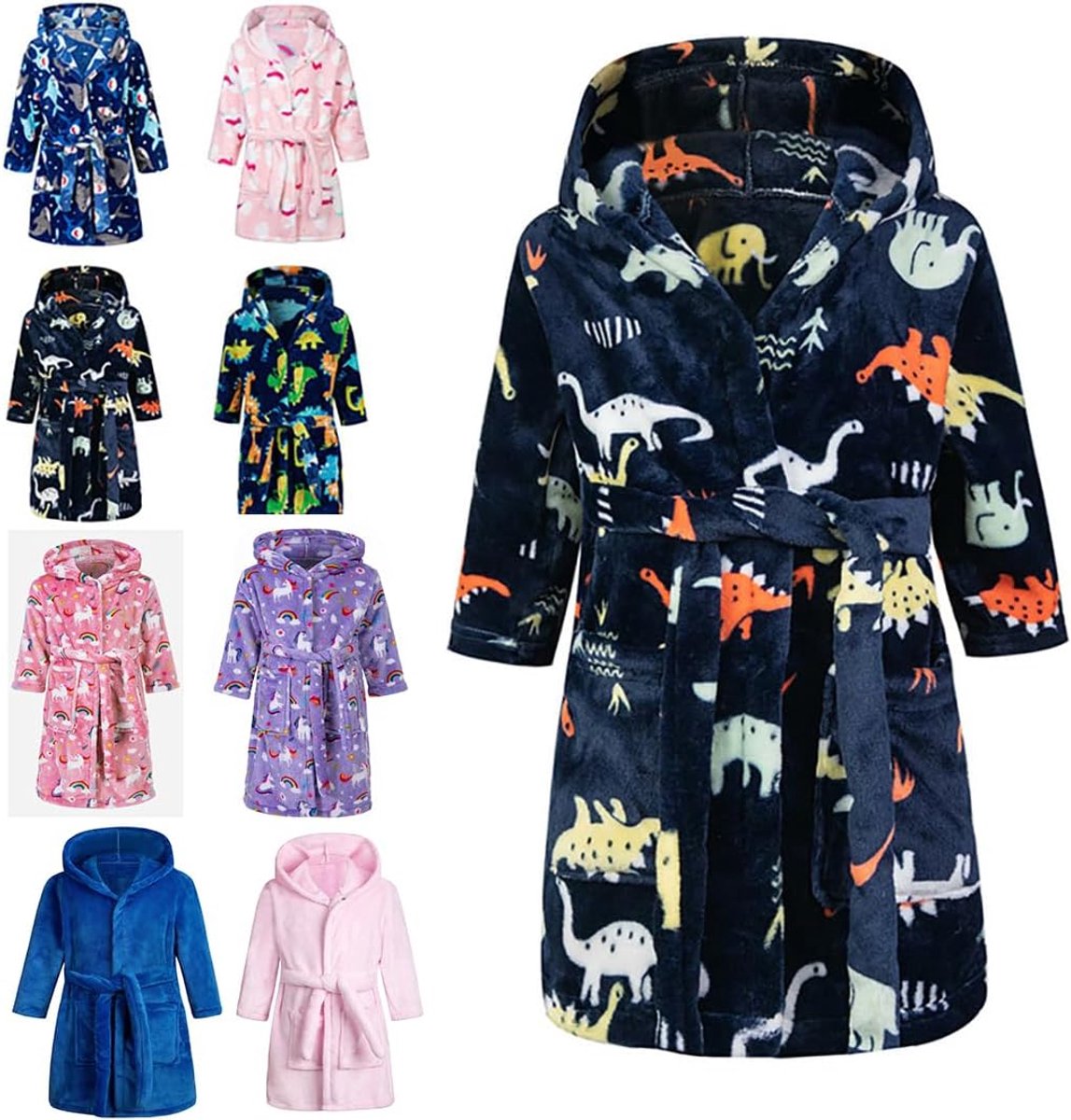 Badjassen Peuter Dierenontwerp Gewaad Jongens Meisjes Badjas Flanellen Nachtjapon Kinderen Zachte Nachtkleding met capuchon Unisex Nieuwigheid Pyjama 2-9 jaar