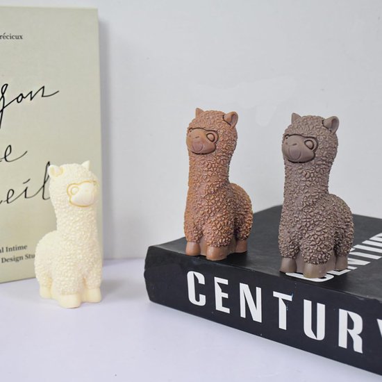 2 stuks 3D alpaca siliconen vorm - kaarsvorm, dier siliconen vorm voor doe-het-zelf kaarsen gieten en handgemaakte zeep (groot + klein) — afbeelding 3