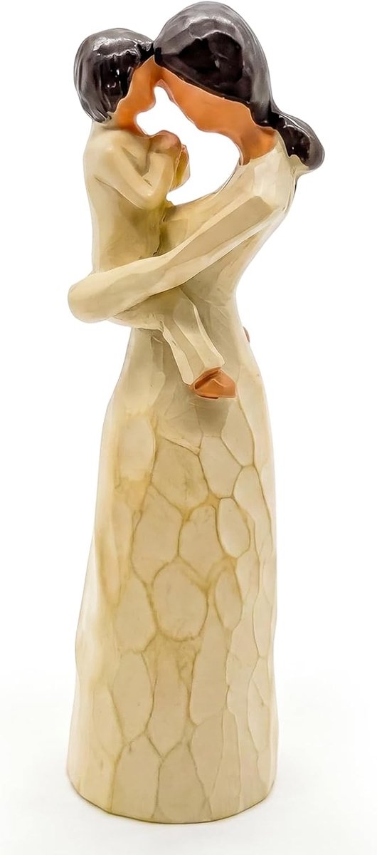 Beeldje cadeau oma en kleinkind beeldje sculptuur oma geschenk van dochter zoon hars handgeschilderde aandenken beeldjes ornament beige