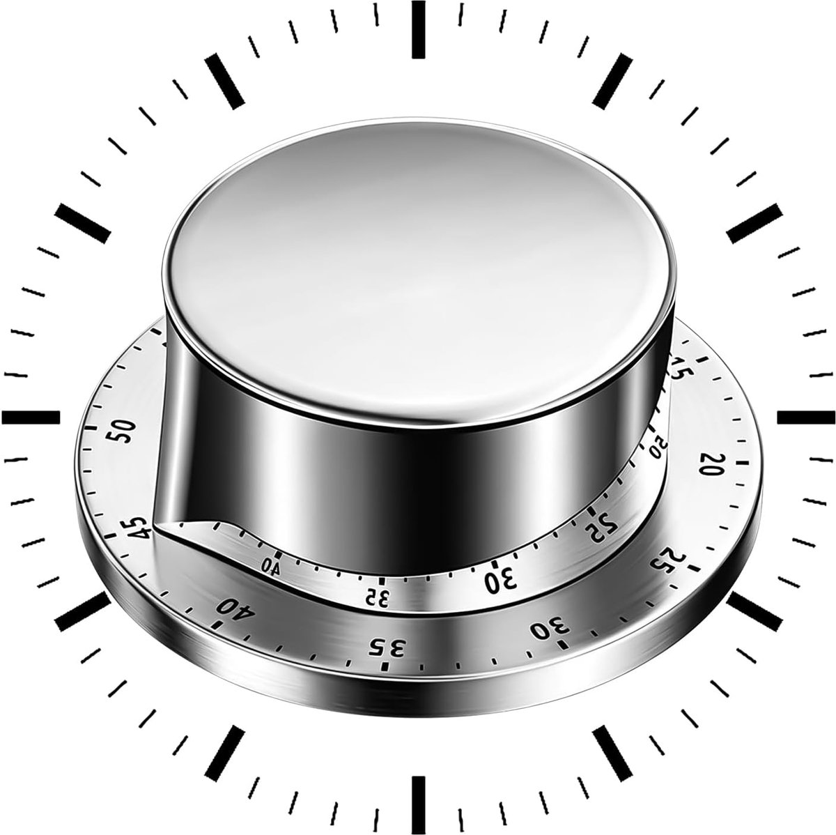 Eierwekker, keukentimer, roestvrij staal, adsorberbare magnetische korte tijdwekker, handmatige mechanische keukentimer met countdown voor magnetron, koken, bakken, keukenklok, schoonheid