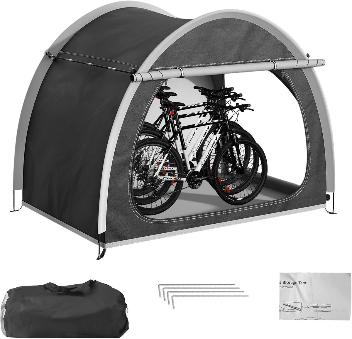 Weerbestendig, fietshoes voor 2-4 fietsen, multifunctionele gereedschapsschuur, opslagtent, carport en tuinschuur voor camping, fietsen, motorfietsen, ATV's en reizen