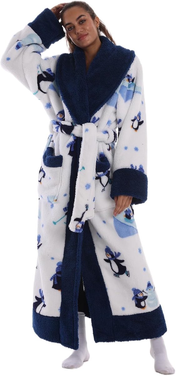 Badjas Super Zachte Flanel - Knusse Ochtendjas voor Sauna & Thuis | Universele Maat Dames Heren | Snel Droogend met Gevarieerde Designs — afbeelding 2
