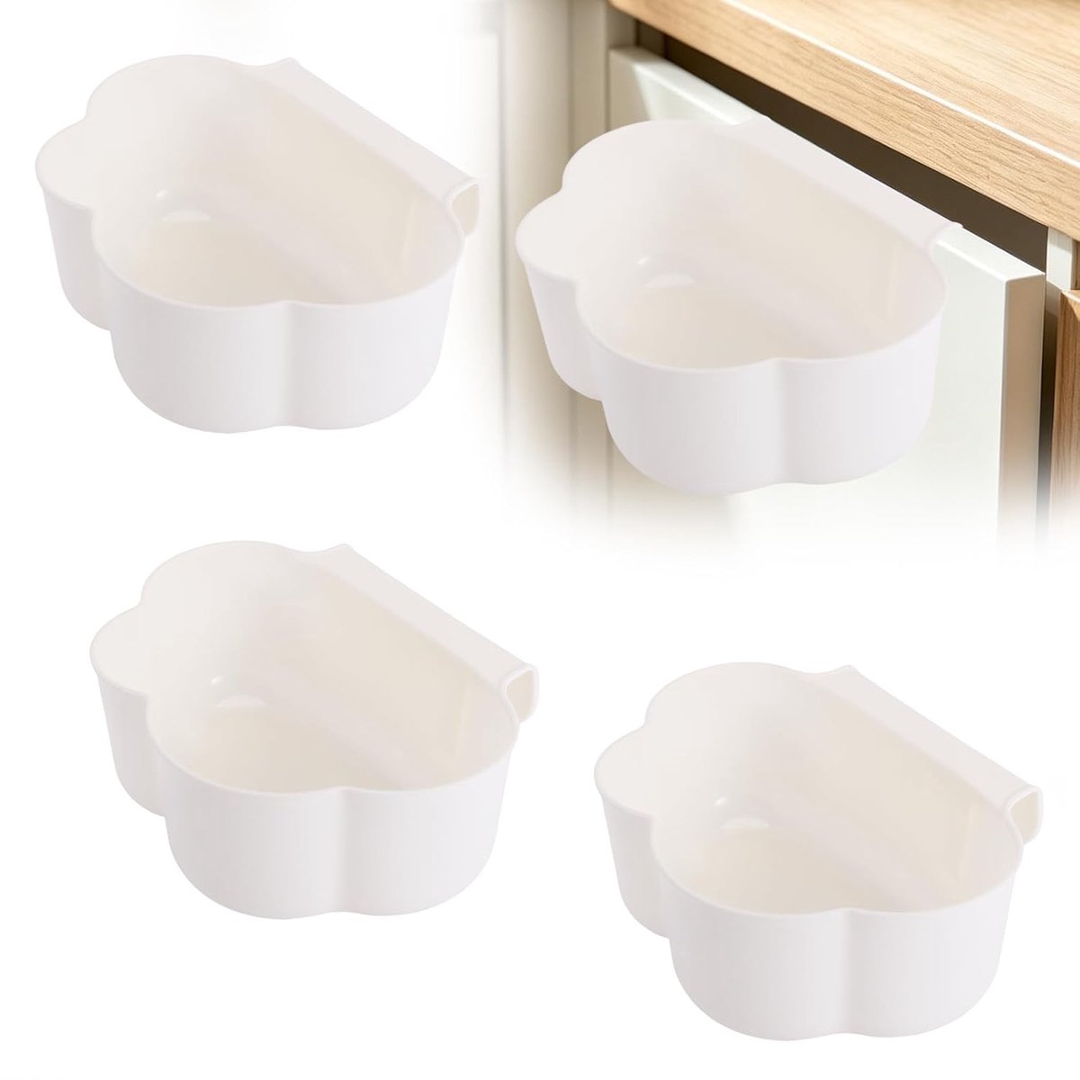 4 Stuks Hangende Afvalbakken voor Keukenkastdeuren, Compacte Afvalbak om op te Hangen, Opvangbak voor Keukenafval, Verschoontafel Organizer voor Keuken, Kantoor en Badkamer