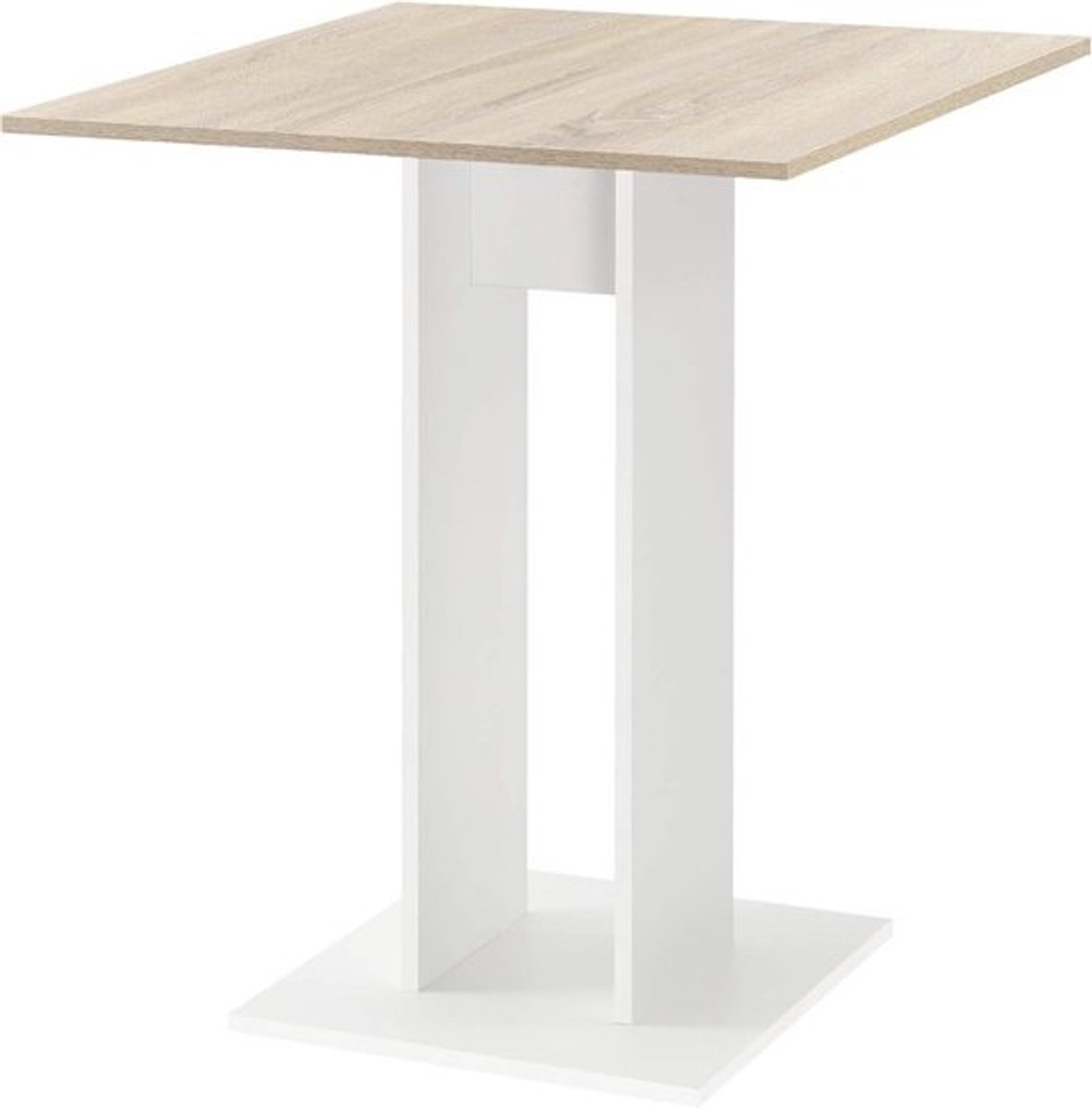 Eettafel Vierkant - Eettafel Kolom - Gezellig Tafelen - Minimalistisch Design - 65x65x78 cm - Wit Eiken