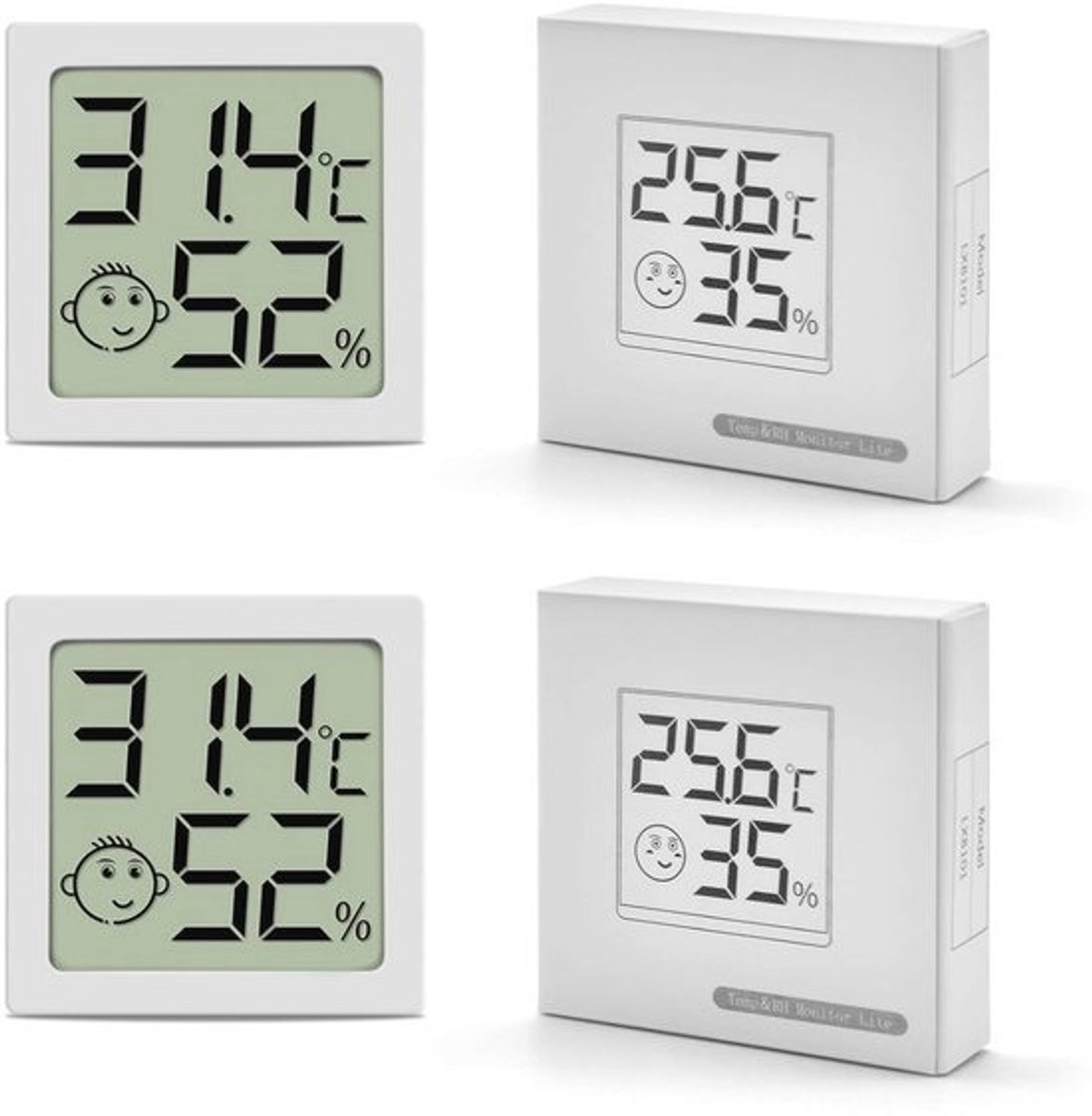 Mini Digitale Thermometer en Hygrometer Set voor Binnengebruik, Temperatuur- en Vochtigheidsmeter voor Woonkamer, Kantoor, en Babykamer (2 Stuks)