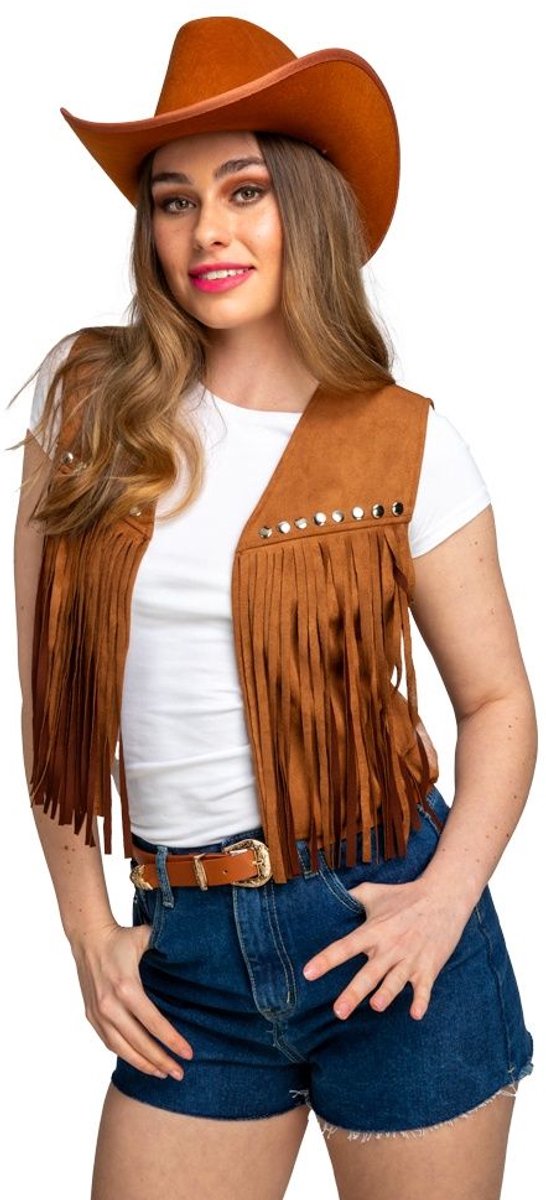 Cowboy/hippie gilet bruin
