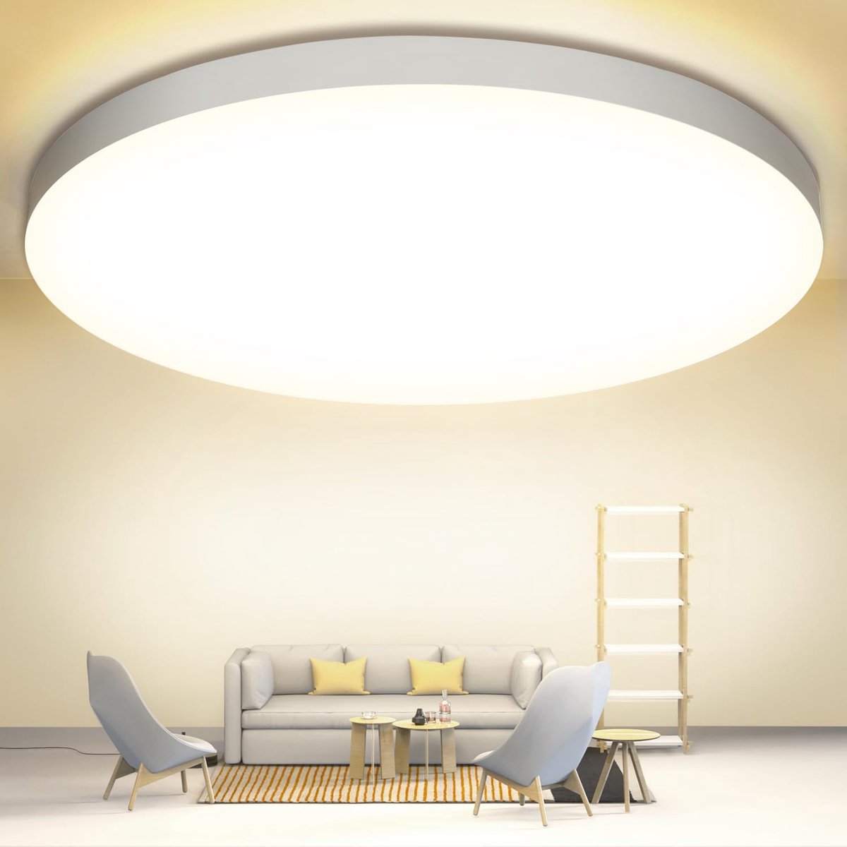 Led-plafondlamp, plafondlamp, 24 W, 2000 lm, 4000 K, plafondlamp voor badkamer, IP44, plafondlamp, slaapkamer, Ø 28 cm, geschikt voor badkamer, slaapkamer, keuken, woonkamer, balkon