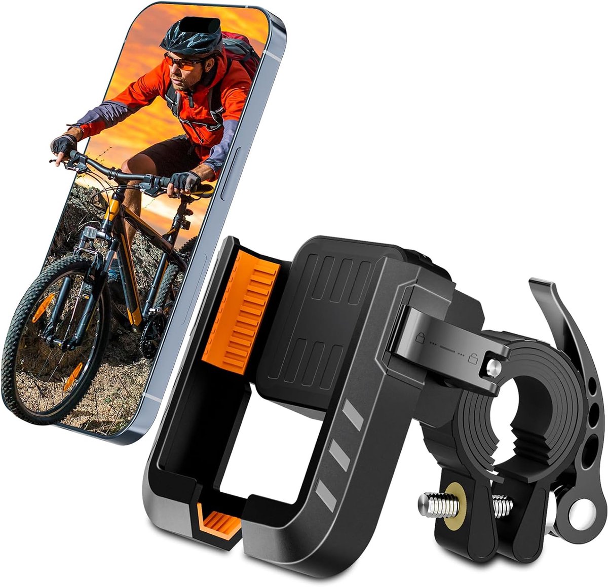 Fiets Telefoonhouder, 360° Draaibare Afneembare Motorfiets Telefoonhouder, Fietstelefoonhouder Geschikt voor iPhone 13 15 14 Pro Max Plus, Samsung (Max), Mobiele telefoon 4,7'' tot 7,2''