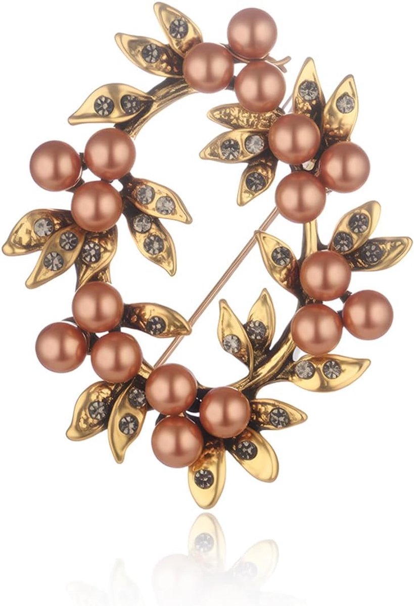 Bloemig Krans Broche Zinklegering Speld voor Vrouwen Vrienden Kristallen Parels Bloem Hangertjes Cadeaus Jassen Truien Sjaals Accessoires