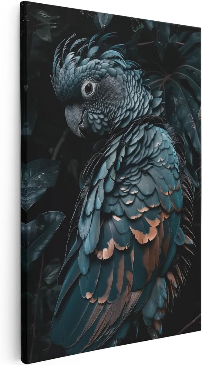 Canvas Schilderij Kaketoe - 20x30 cm - Klein - Wanddecoratie Vogel - Muurdecoratie Dieren - Kamer Accessoires