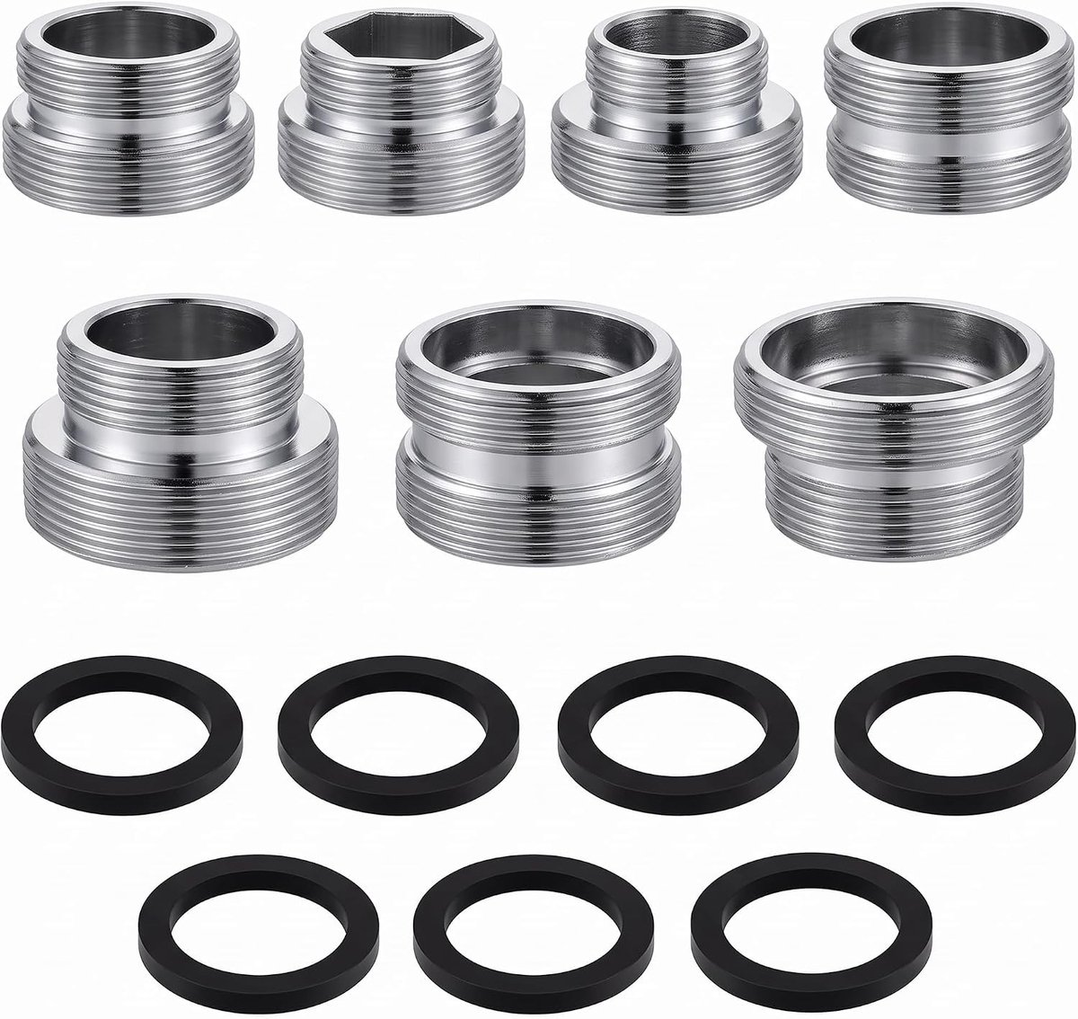 Kraan Adapter Set 7-delig M16-M27 naar M22 Messing Waterfilter Tuinslang